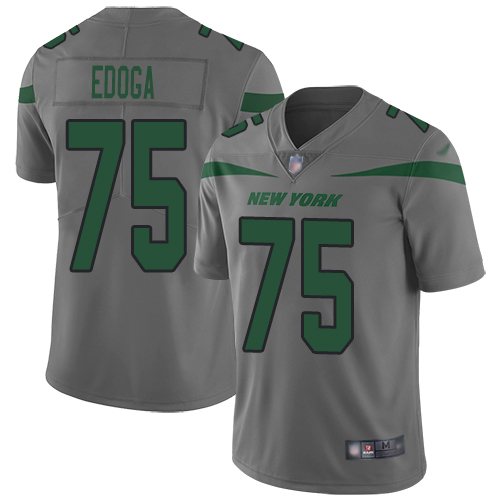 New York Jets Limited Gray Youth Chuma Edoga Jersey NFL Football #75 Inverted Legend
